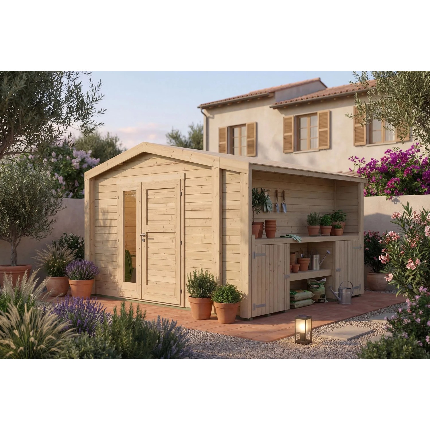 Weka Holz-Gartenhaus Killarney Satteldach Natur Unbehandelt 361 cm x 313 cm