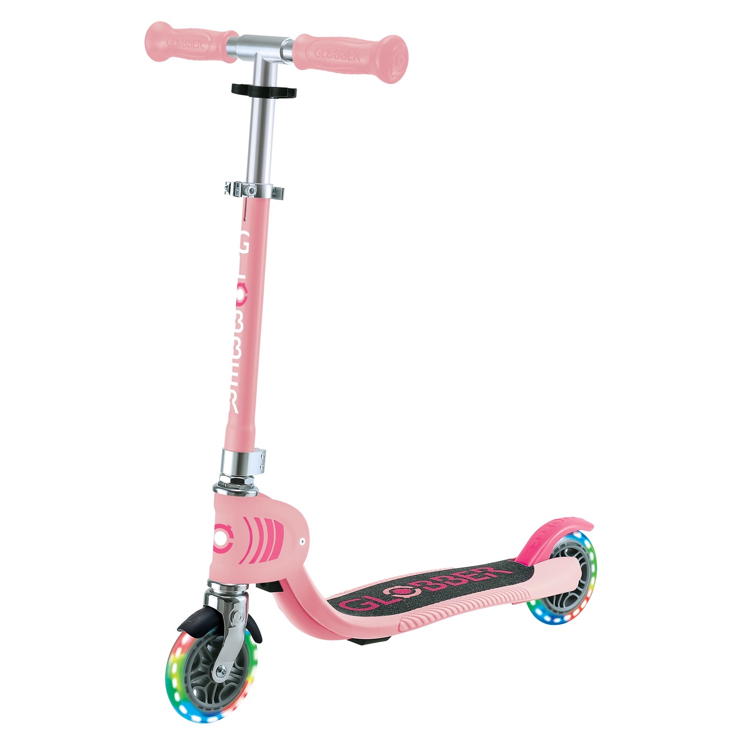 Globber Flow Foldable Junior Lights Roller 121mm ABEC9 Verstellbar Klappmechanismus LED-Leuchtrollen Pastellrosa