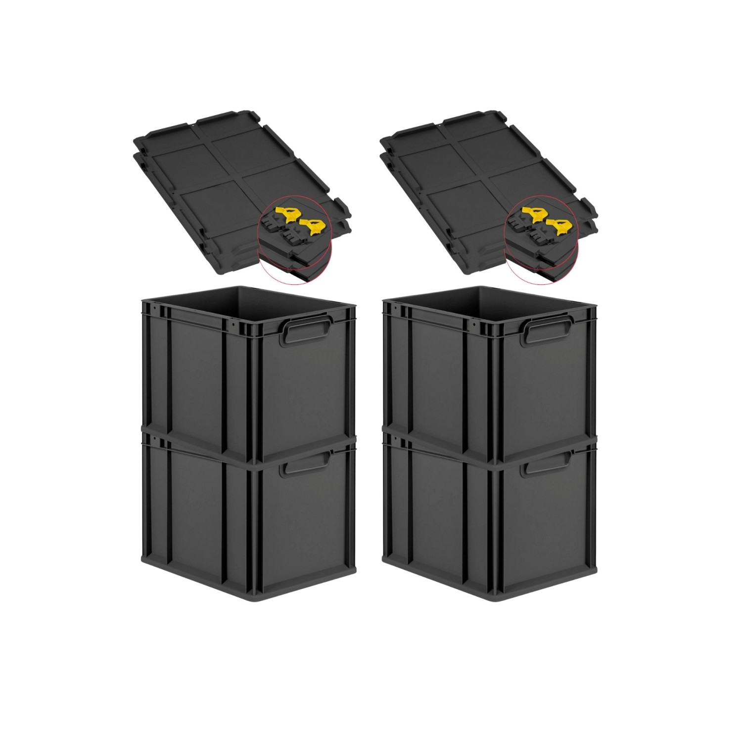 PROREGAL SuperSparSet 4x Eurobox Nextgen Grip Mit Scharnierdeckel Und Gelbe günstig online kaufen