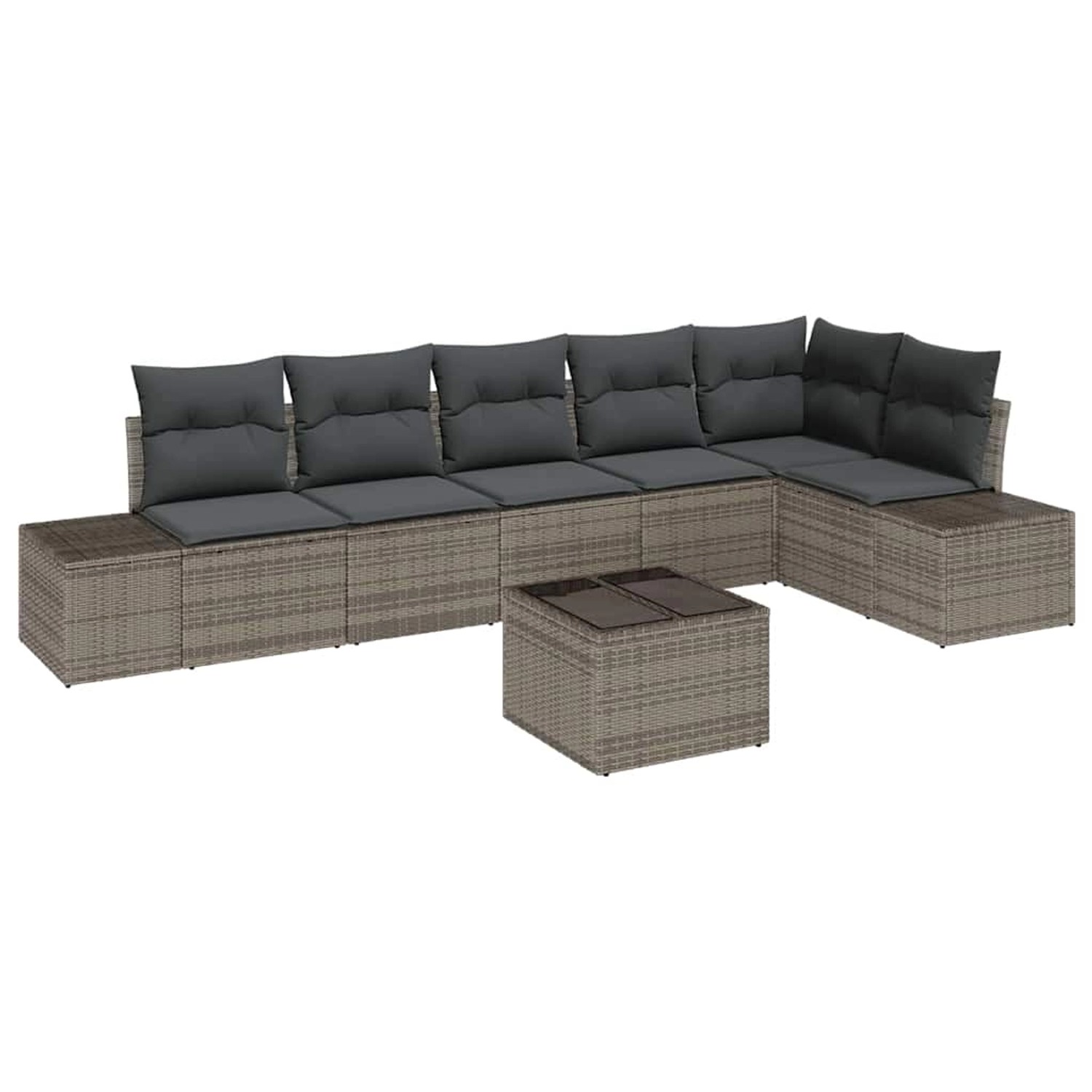 vidaXL 7-Teiliges Garten-Sofa-Set mit Kissen in Schwarz aus Poly Rattan 334 günstig online kaufen