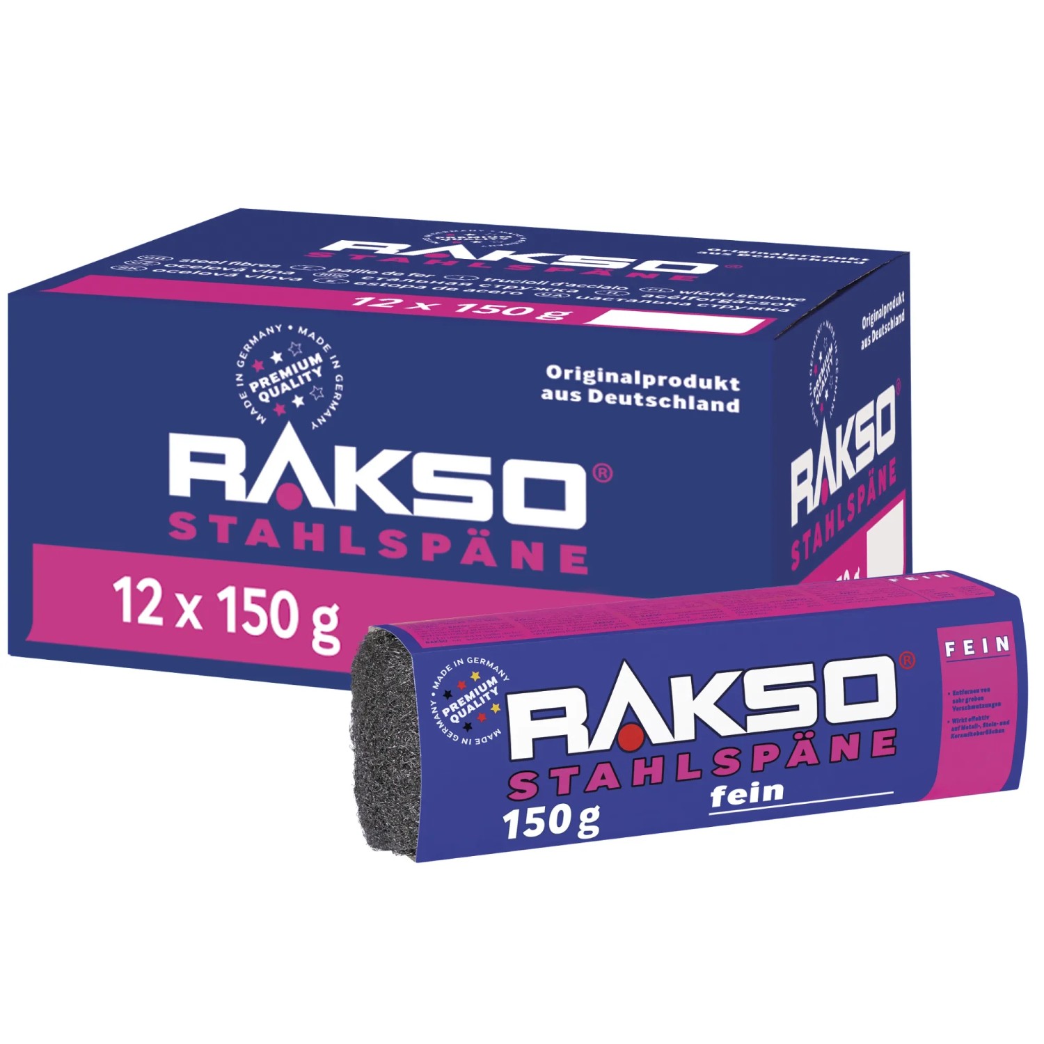 RAKSO Stahlspäne Banderole Sorte Fein 12 x 200g
