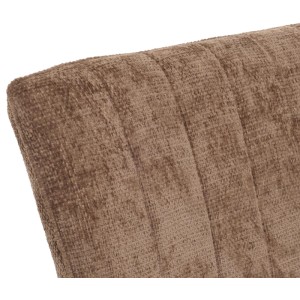 Detailaufnahme der braunen BERLINLODGE Sitzbank mit Chenille-Bezug und Rückenlehne.