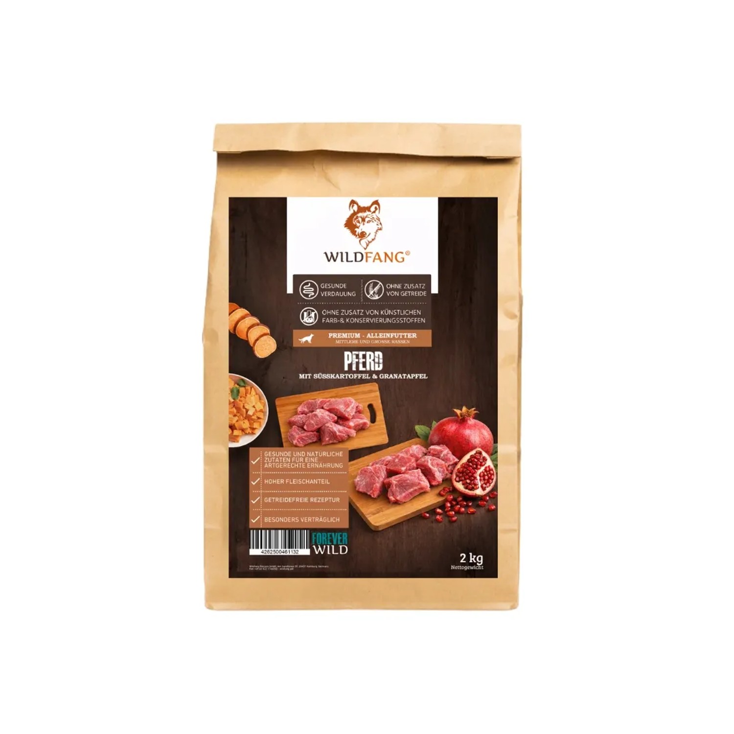 Wildfang Adult Trockenfutter mit Pferd Getreidefrei 2 kg
