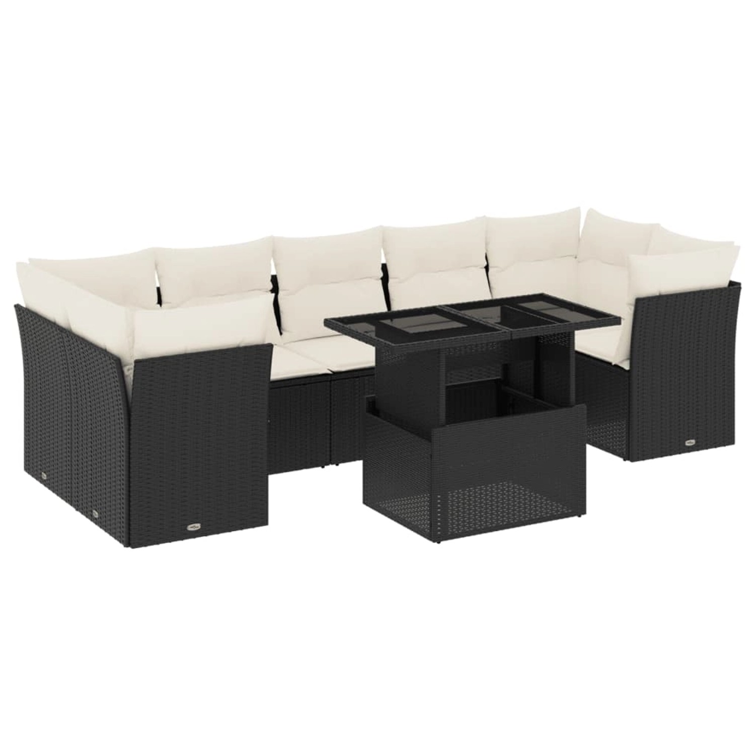 vidaXL 8-Tlg Garten-Sofagarnitur mit Kissen Schwarz Poly Rattan 3266396 günstig online kaufen