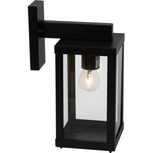 Schwarze Brilliant Außenwandleuchte Gaia, 26x30 cm, für Garten und Terrasse.