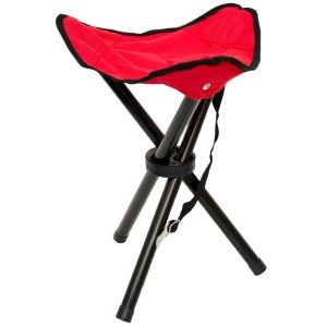 AMANKA Campinghocker, rot, Dreibein-Falthocker für Camping & Outdoor, belastbar bis 150 kg.