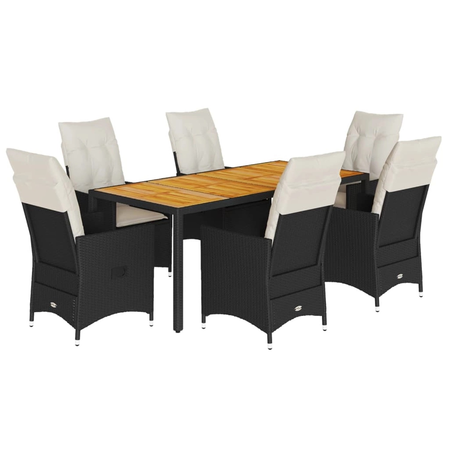 vidaXL 7-Tlg Garten-Essgruppe mit Kissen Schwarz Poly Rattan 3276685 günstig online kaufen