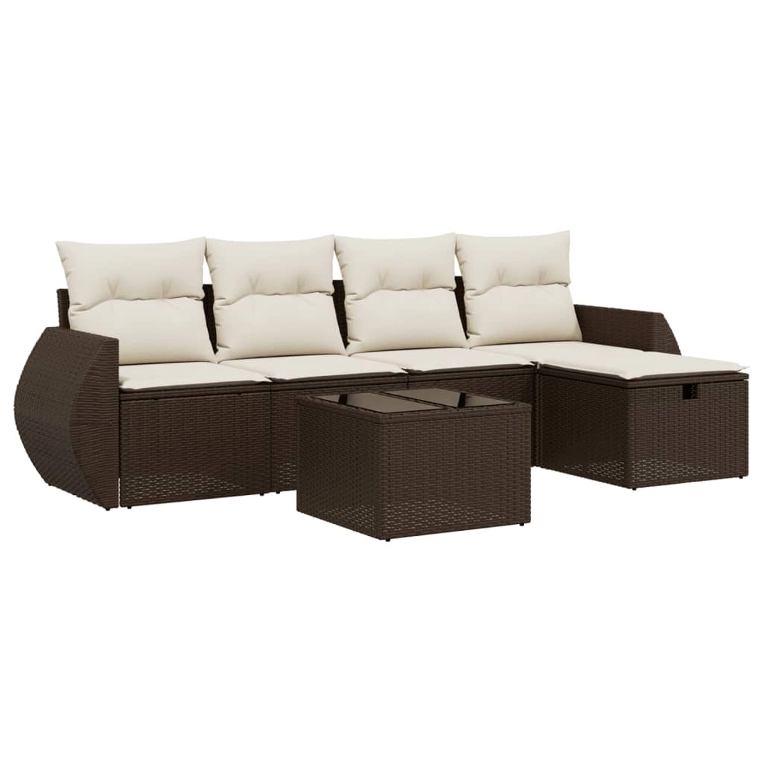 vidaXL 6-Tlg Garten-Sofagarnitur mit Kissen Braun Poly Rattan 3264099