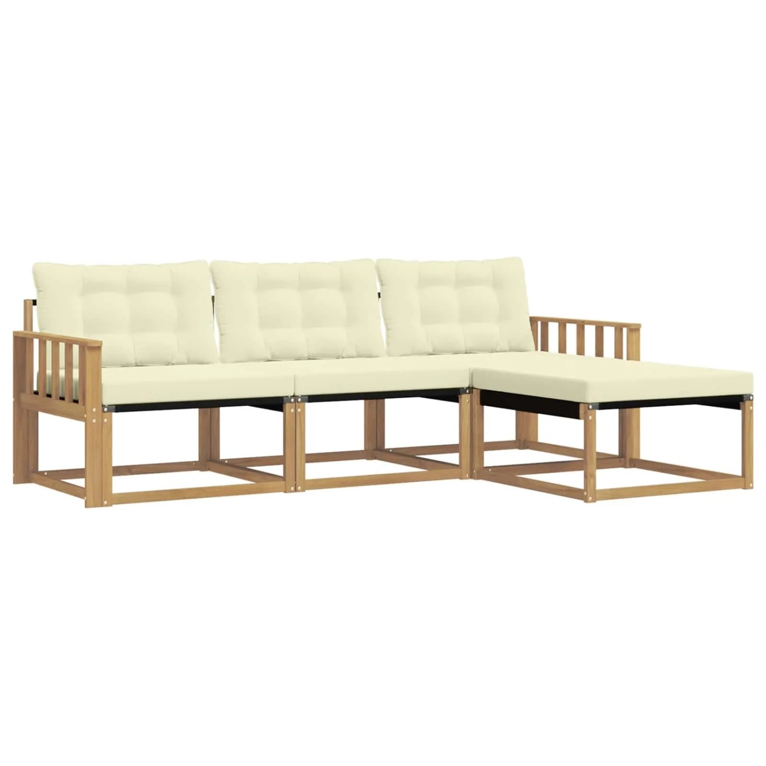 vidaXL Outdoor-Sofagarnitur mit Kissen 4-Tlg Weiß und Creme 3388560