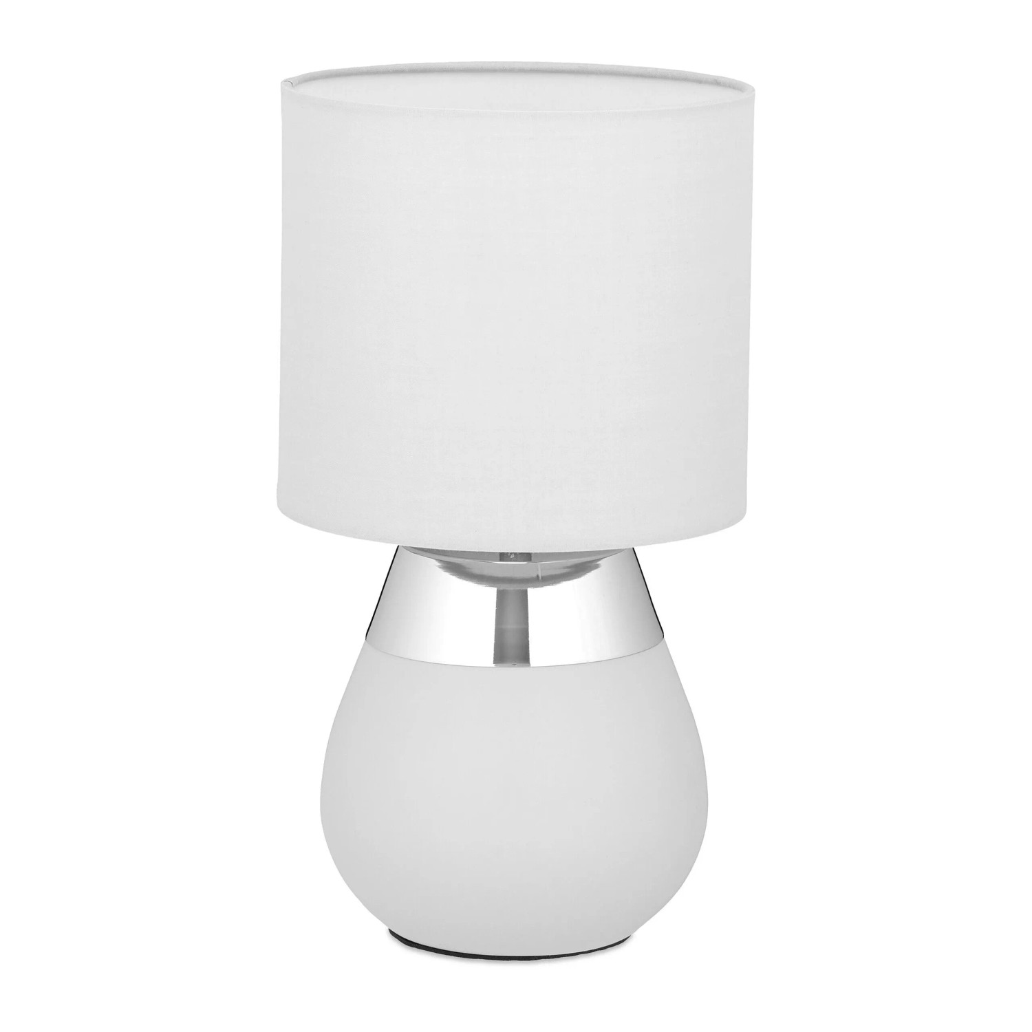 Image of Relaxdays Tischlampe Eisen Silber Stoffschirm 32 cm x 18 cm 0,6 kg