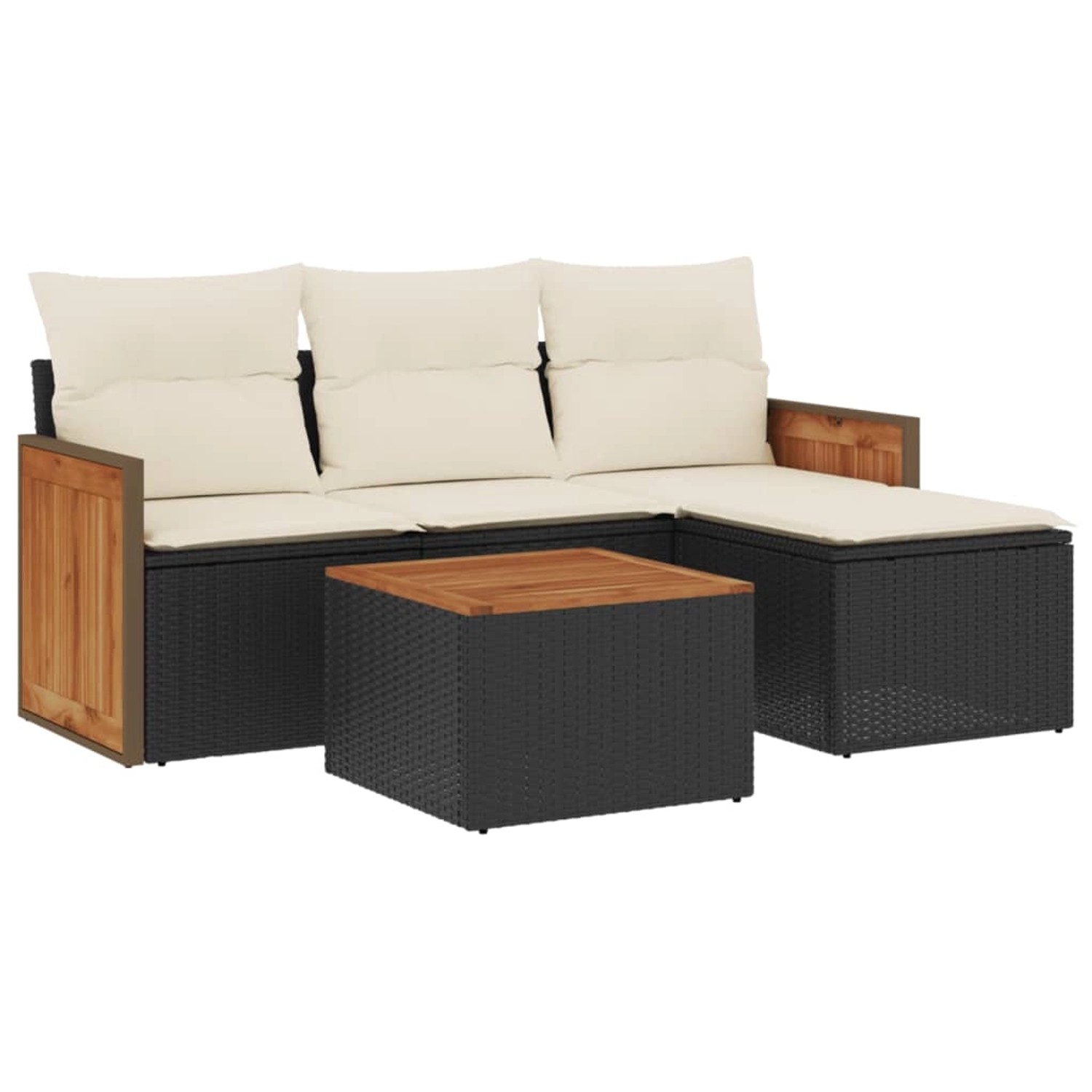 vidaXL 5-tlg Garten-Sofagarnitur mit Kissen Schwarz Poly Rattan Modell 102 günstig online kaufen