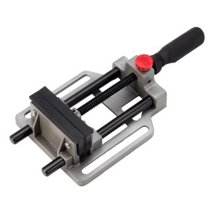 LUX Maschinenschraubstock mit 90 mm Spannweite, ideal zum Fixieren von Werkstücken beim Bohren.