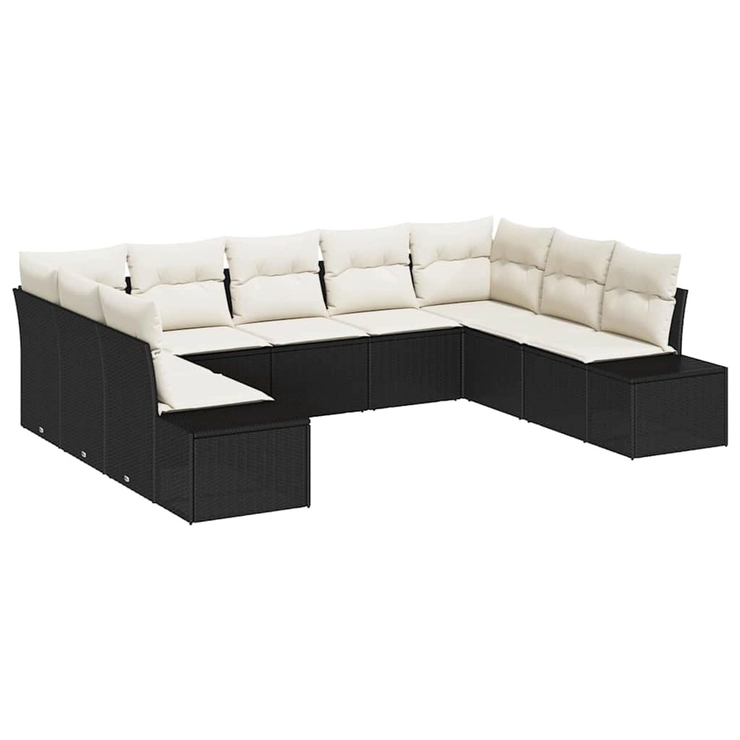 vidaXL Garten-Sofa-Set mit Kissen 9-Tlg Schwarz Poly Rattan 3347217 günstig online kaufen