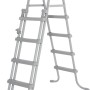 Graue Leiter für Bestway Frame Pool-Set Power Steel, passend für eckige Pools.