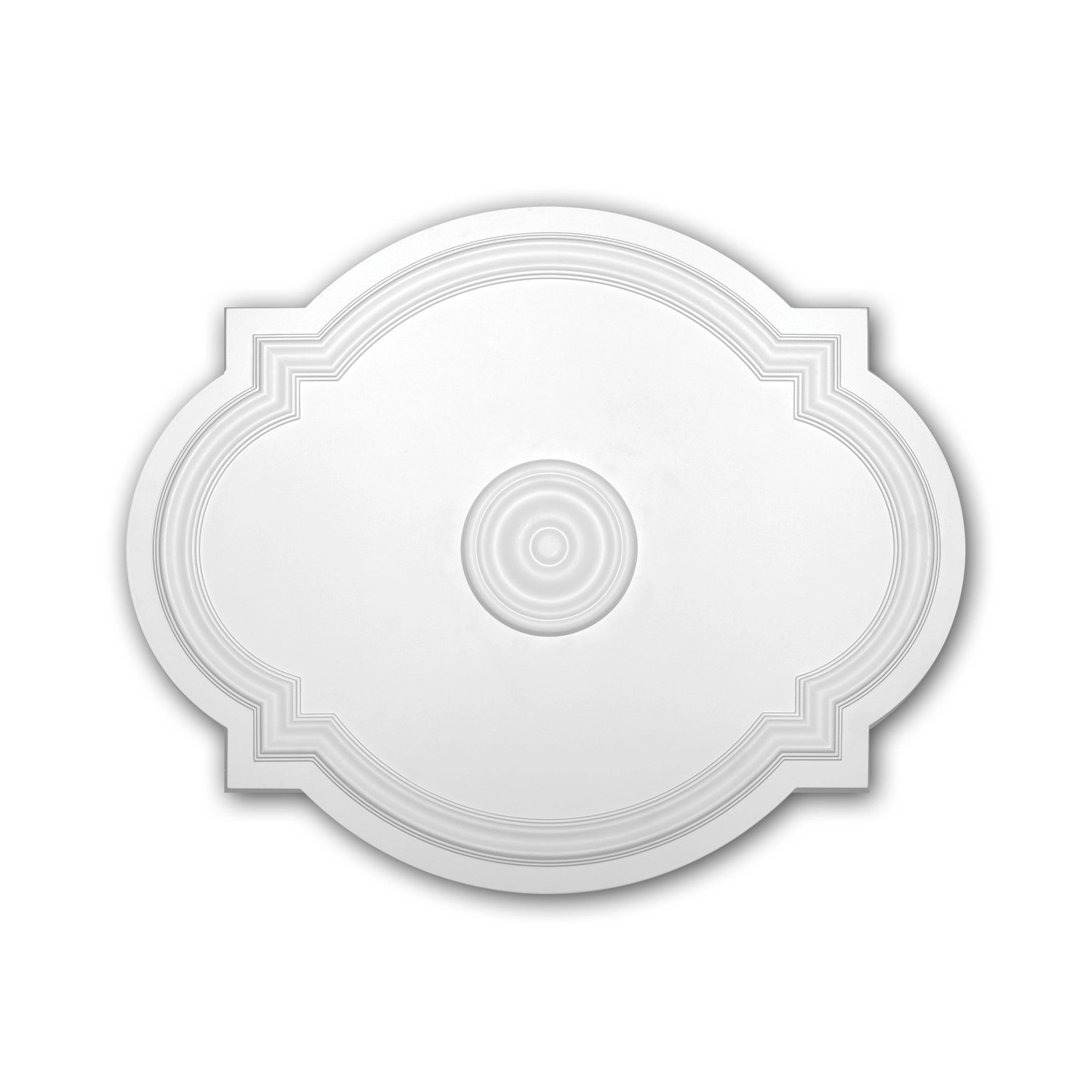 PROFHOME 156008 RoSette aus Polyurethan DeckenroSette Zierelement 54 x 44 cm 54 cm x 3,2 cm x 44 cm Weiß