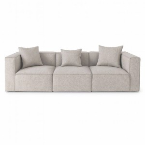 Helles 3-Sitzer Sofa mit 3 Kissen von ebuy24, modernes Design für Wohnzimmer.