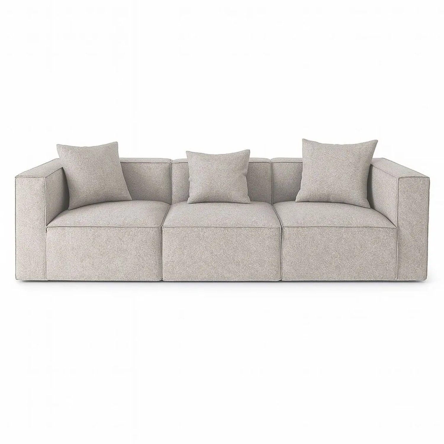 ebuy24 Box 3-Sitzer Sofa 3 Dekokissen Hellgrau