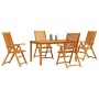 5-teilige Garten-Essgruppe aus Akazienholz mit Klapptisch und Stühlen.
