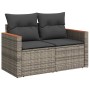 Graues vidaXL Garten-Sofa-Set aus Rattan mit Kissen, 2-Sitzer für Terrasse und Garten.