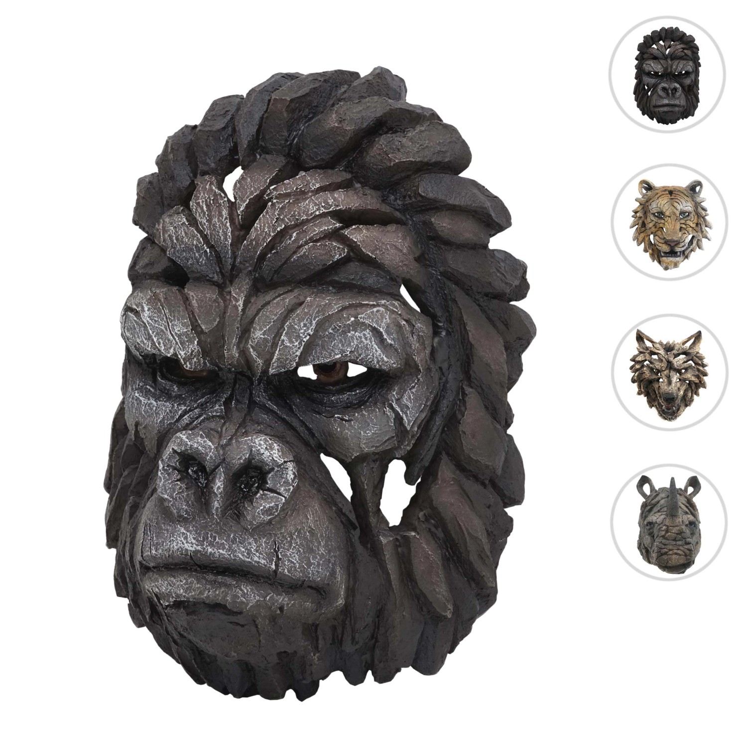 Dekorativer Gorilla Schädel (H41, 34cm) zur Wandmontage. Detailreiche Deko-Figur aus Polyresin.