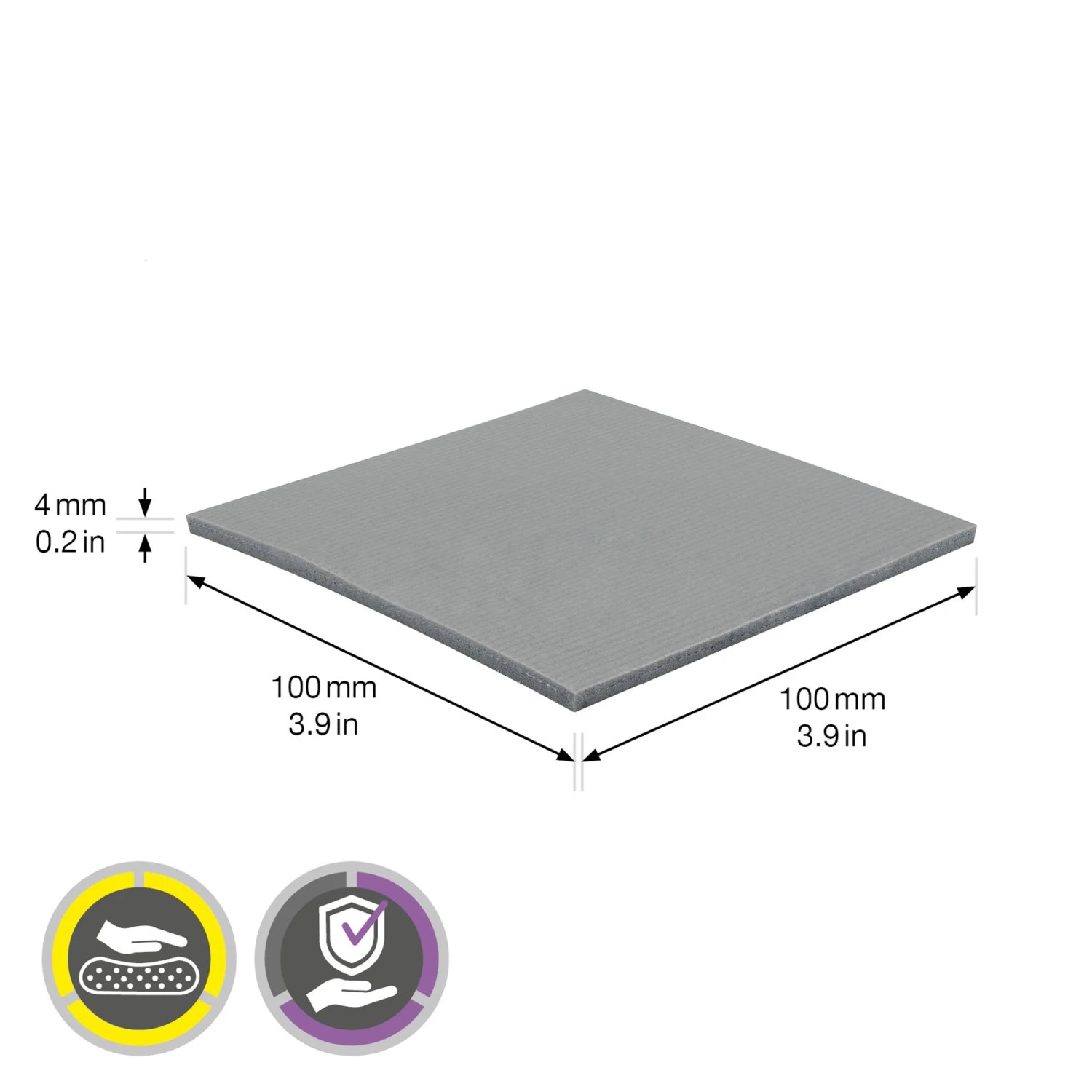 Graues Wagner Softpad EH0310, 100x100x4 mm, für Möbelgleiter & Oberflächenschutz.