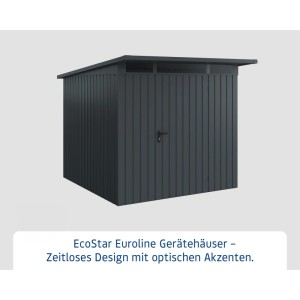 EcoStar Gerätehaus Euroline mit Pultdach, 229x262 cm, anthrazitgrau. Gartenhaus mit Tür.