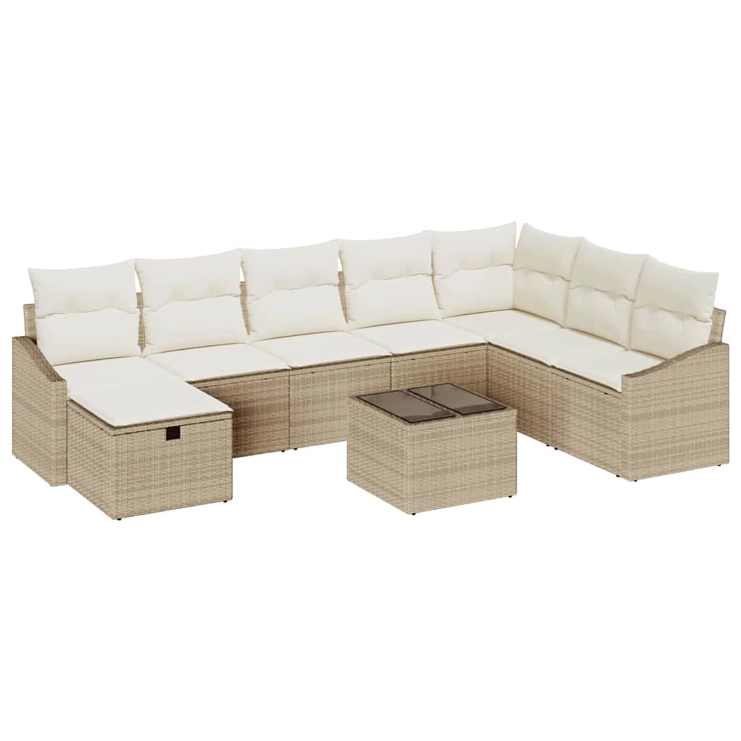 vidaXL Garten-Sofa-Set mit Kissen 9-Tlg Beige Poly Rattan 3359340 günstig online kaufen