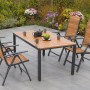 Merxx Santorin Gartenmöbel-Set, 5-teilig: Tisch (150x90 cm) und 4 Klappsessel aus Akazienholz und Aluminium.