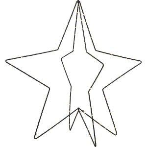 Schwarzer 3D-Stern (79,5 cm) mit LED-Lichterkette für den Außenbereich.