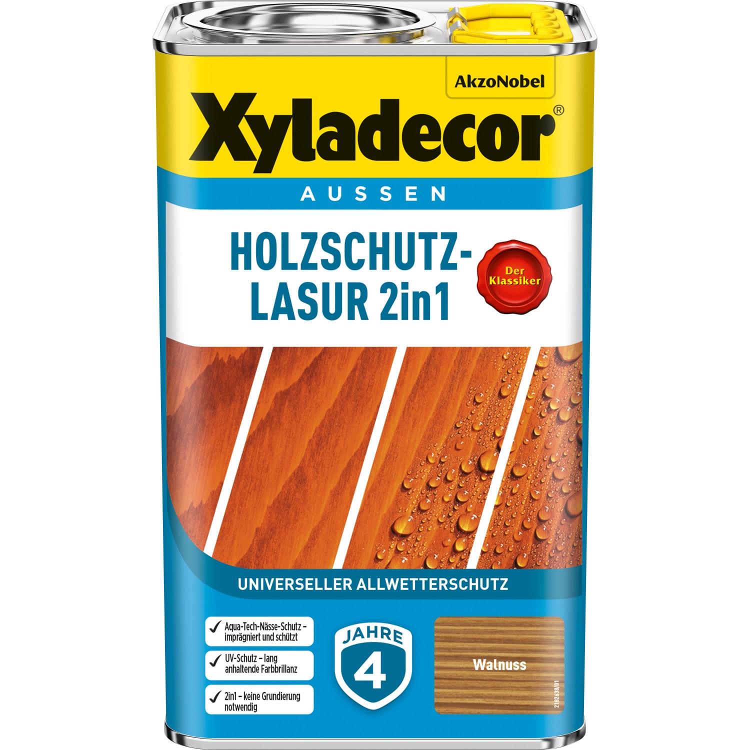 Xyladecor Holzschutz-Lasur 2in1 Walnuss matt 2,5 l