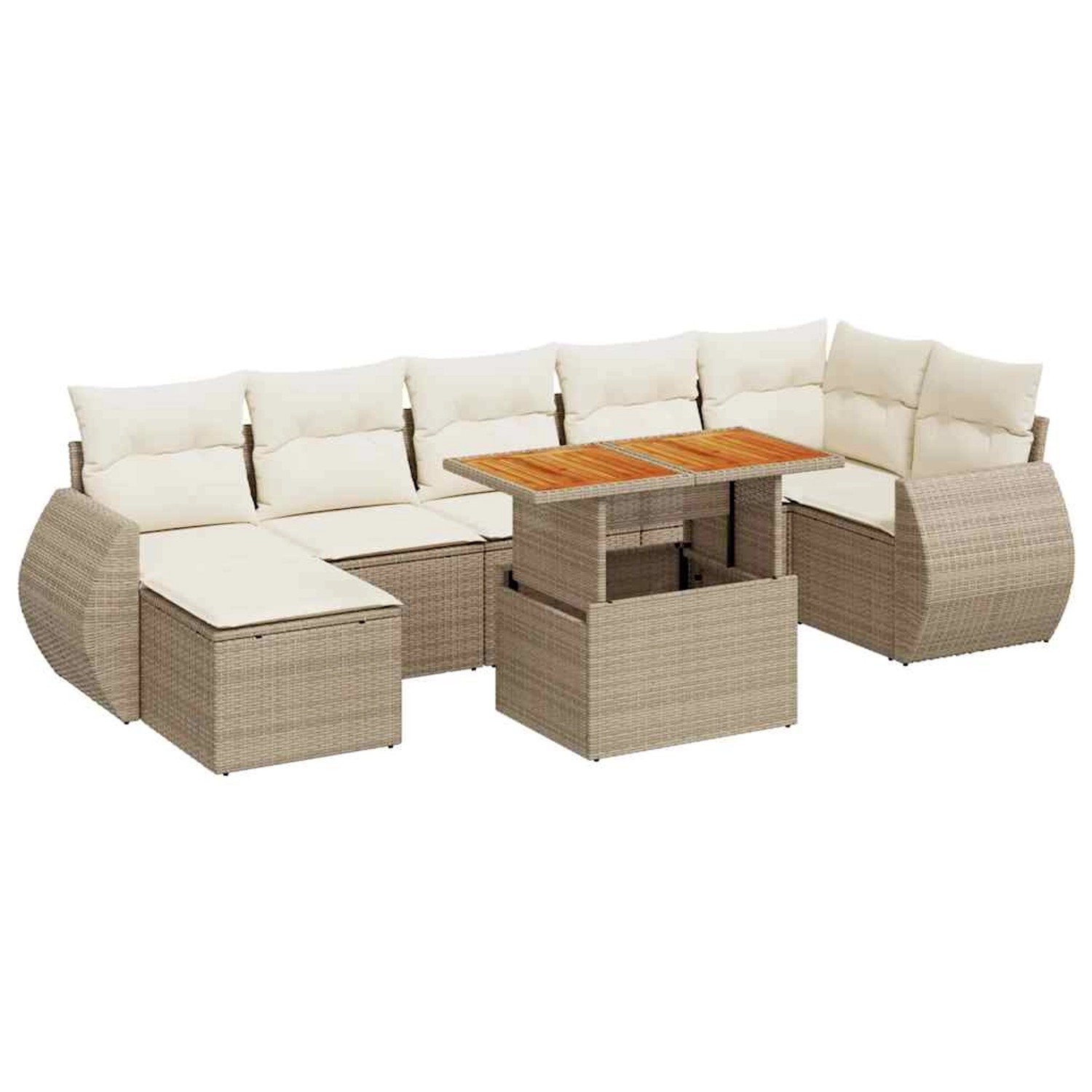 vidaXL 8-Tlg Garten-Sofagarnitur mit Kissen Beige Poly Rattan 3327292 günstig online kaufen