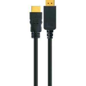 Schwaiger HDMI Adapterkabel DisplayPort, schwarz mit vergoldeten Anschlüssen.
