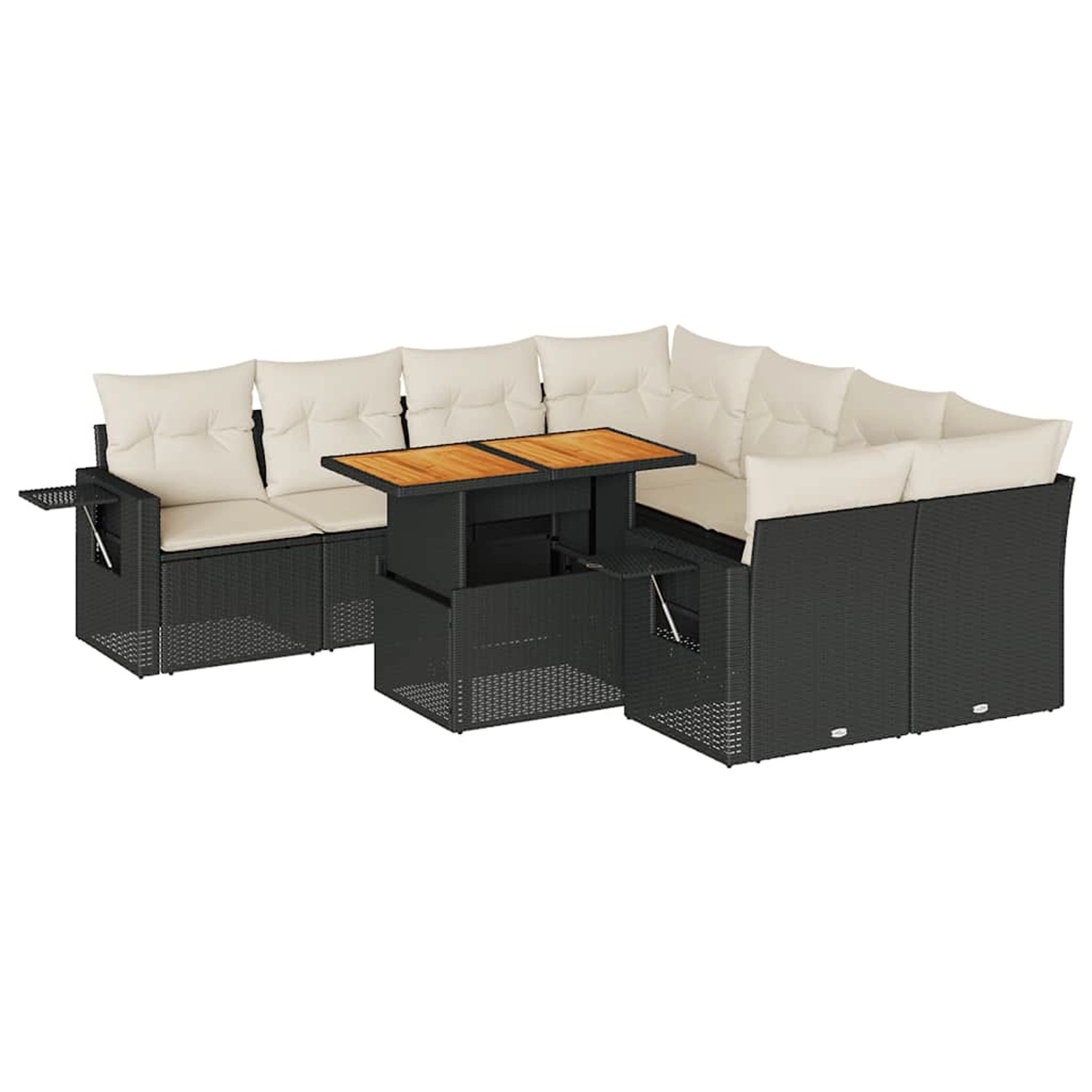 vidaXL 9-Tlg Garten-Sofagarnitur mit Kissen Schwarz Poly Rattan 3327129 günstig online kaufen