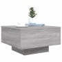 Moderner, grauer Couchtisch Sonoma mit LED-Beleuchtung, quadratisch, 55x55x31 cm.