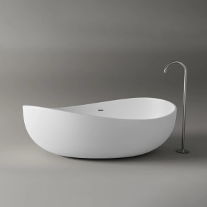 Bernstein Freistehende Badewanne WAVE STONE Mineralguss Weiß Matt 180x110