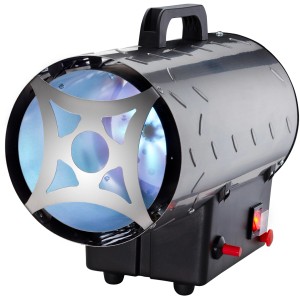 Rowi Gas-Heizgebläse 10kW Inox, schwarzes Edelstahlgehäuse. Heizgerät mit Tragegriff, Druckminderer und Gasschlauch.