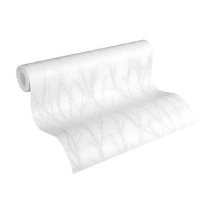 Weiße, matte Vliestapete mit grafischem Muster zum Überstreichen.