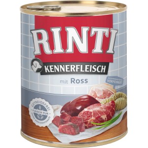 Rinti Kennerfleisch Ross, 800g Dose Hunde-Nassfutter mit hohem Fleischanteil.