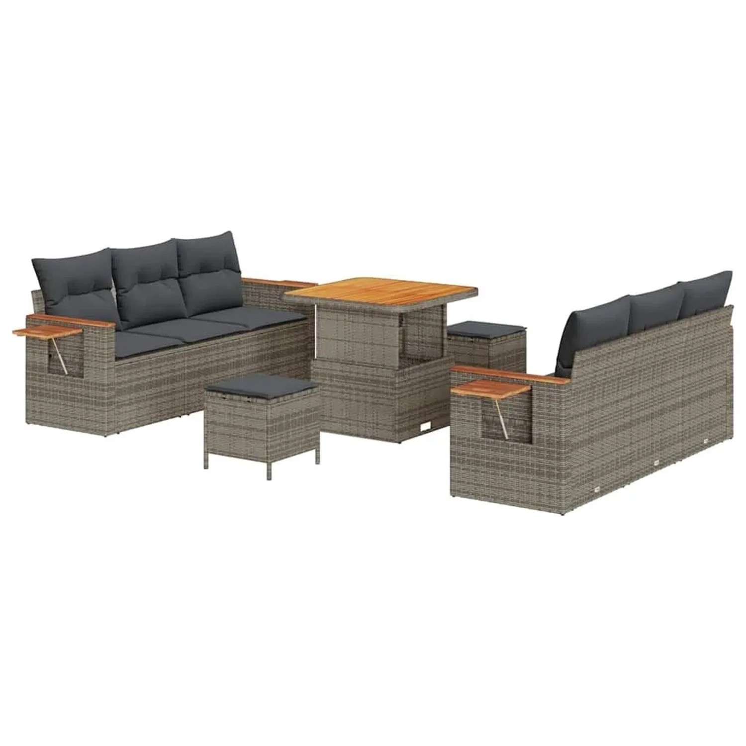 vidaXL Gartensofa-set mit Kissen 9-Tlg Grau 3363128