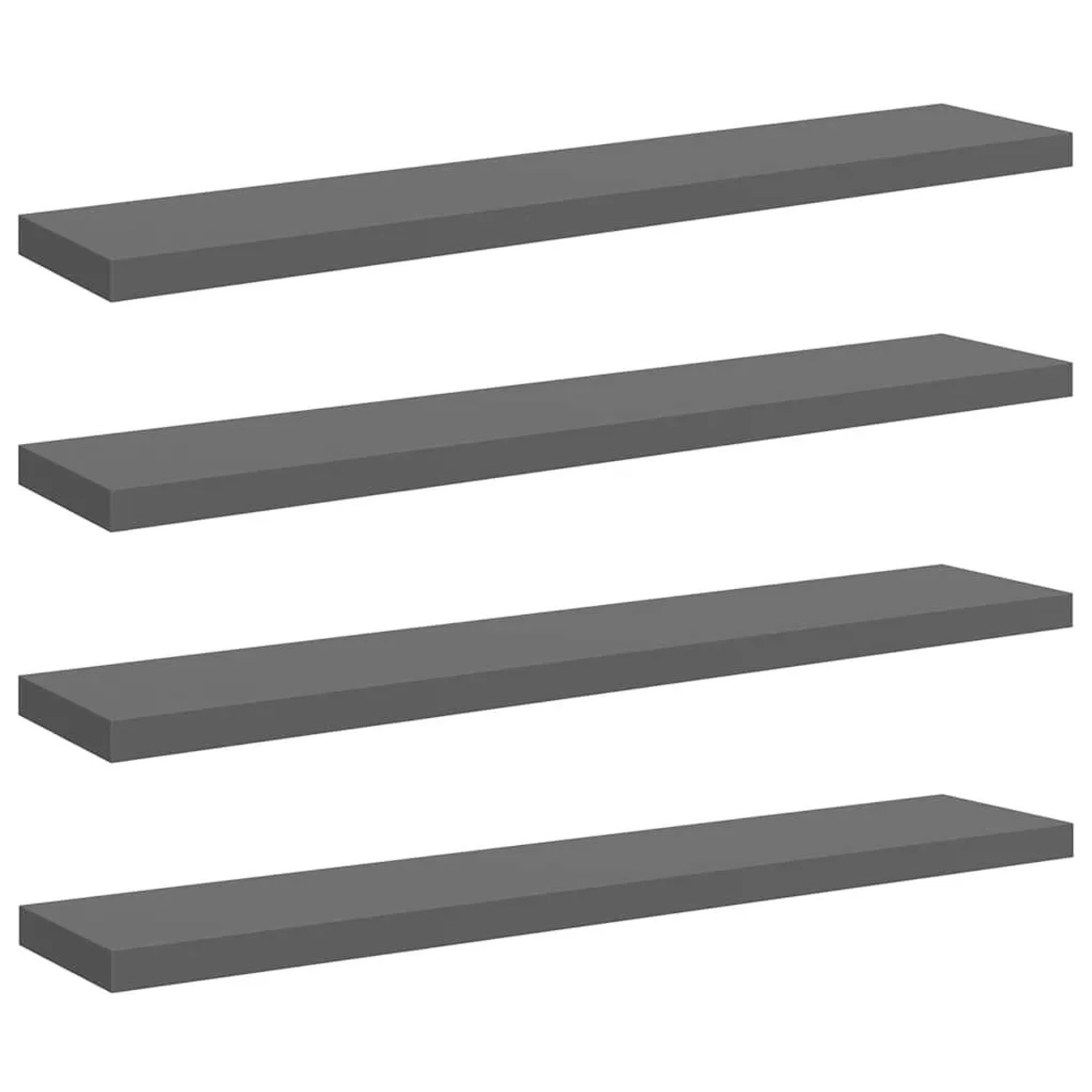 vidaXL Schweberegale 4 Stk Hochglanz-Grau 120x23,5x3,8 cm MDF 323801