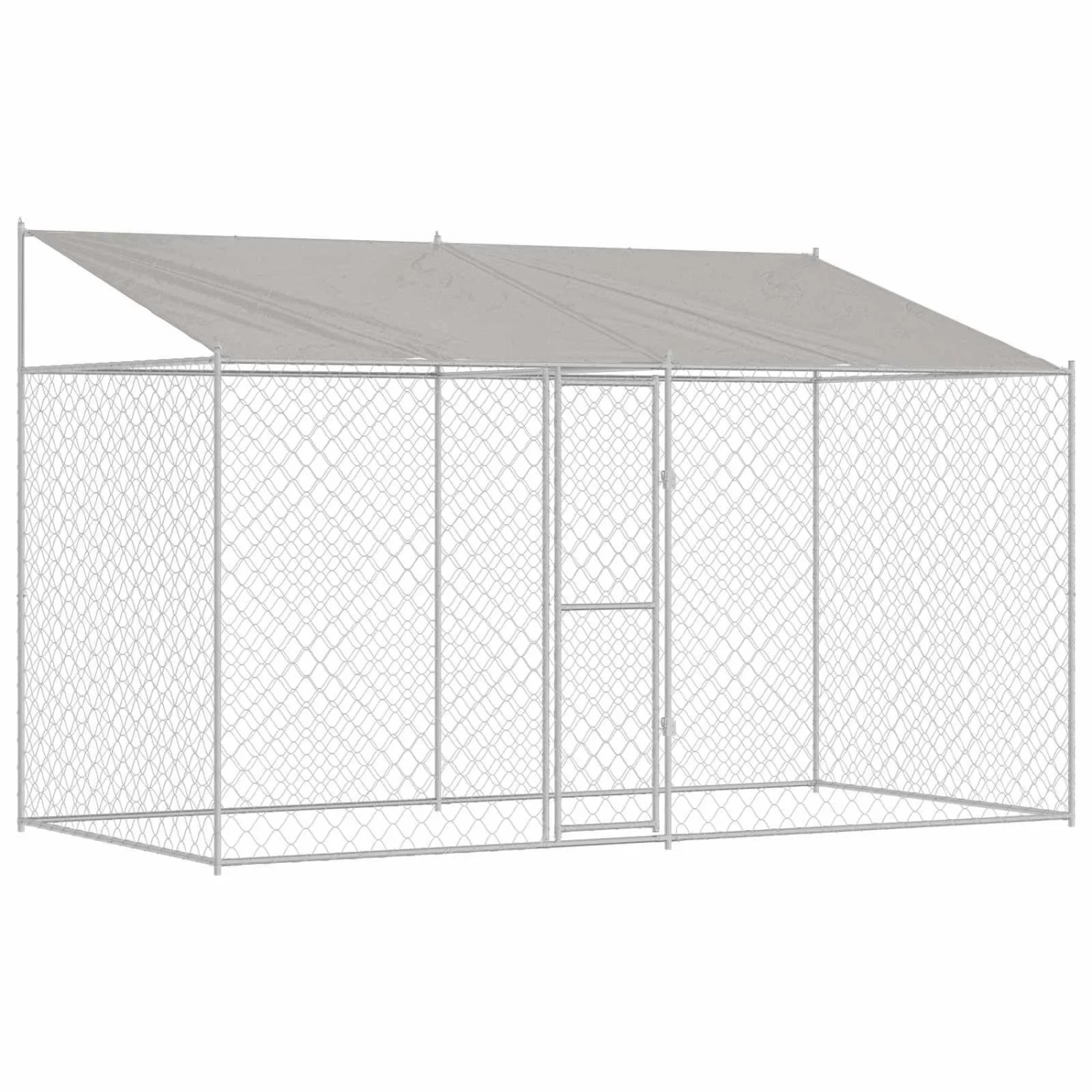 vidaXL Hundekäfig mit Dach Silber 400 x 200 x 256 cm Stahl und PE 3368301