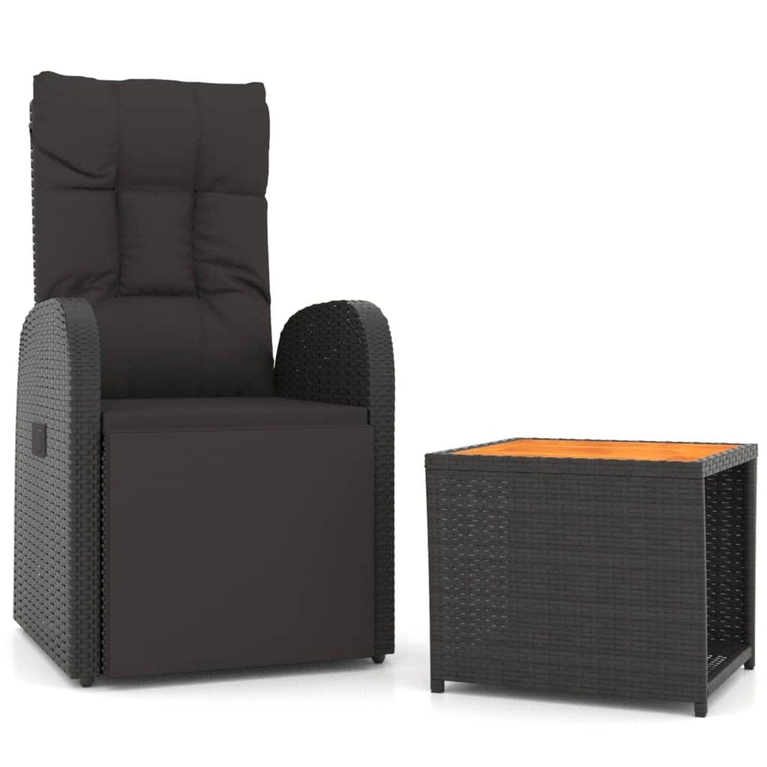 vidaXL 2-tlg Garten-Lounge-Set Schwarz Poly Rattan Massivholz Akazie günstig online kaufen