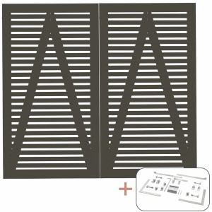 Doppeltor Tokyo aus Nadelholz, umbragrau, 200x180 cm, mit Beschlägen für Gartentore.