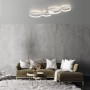 Moderne LED-Deckenleuchte Kiringe von Paul Neuhaus, 87x31,5 cm, Weiß, mit vier Ringen.