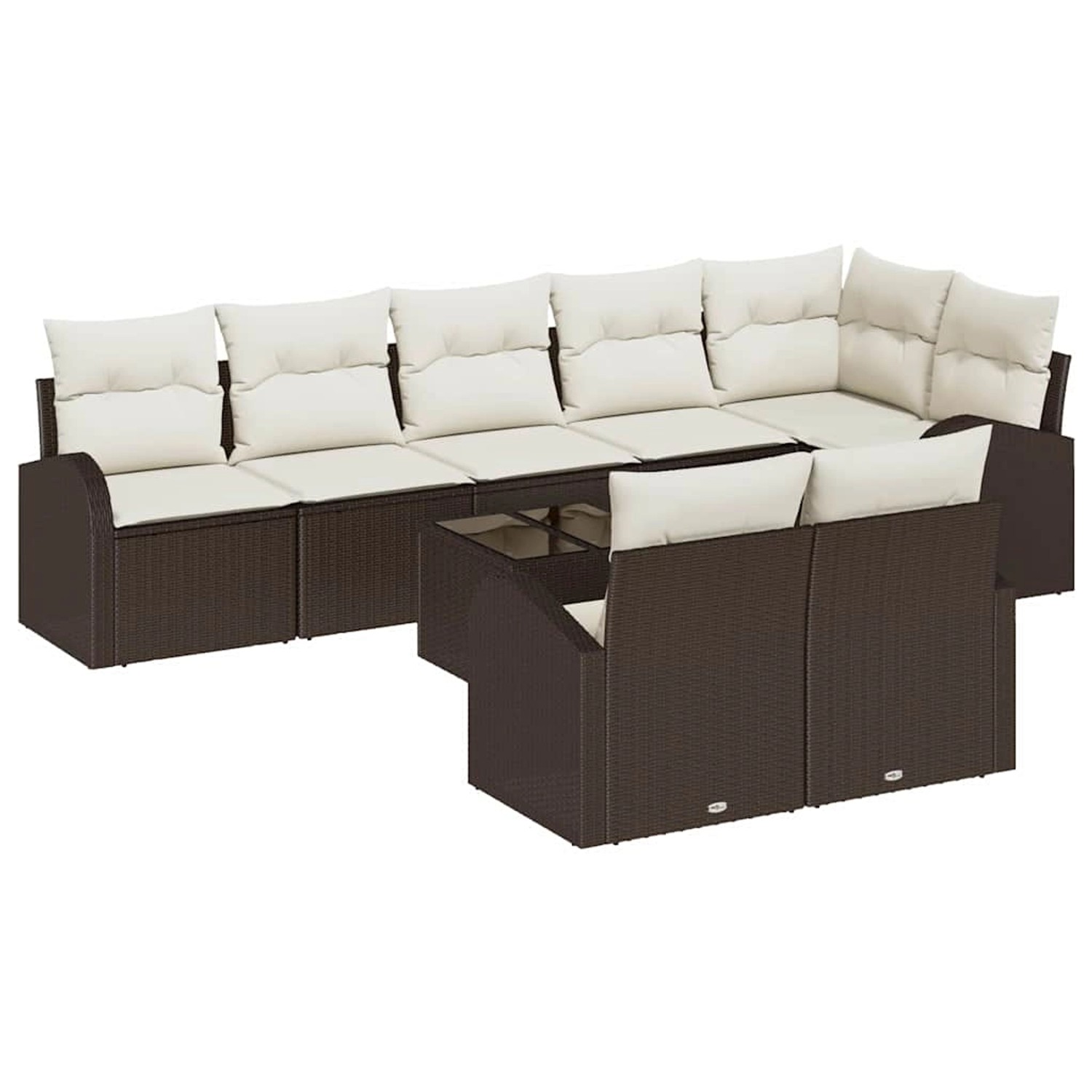 vidaXL Garten-Sofa-Set mit Kissen 9-Tlg Braun und Weiß Poly Rattan 3354767 günstig online kaufen