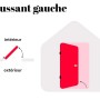 Diagramm für Haustür Agueda: Türanschlag links, öffnet nach außen. Zeigt die Öffnungsrichtung der Eingangstür.