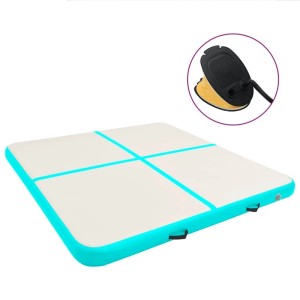 vidaXL Aufblasbare Gymnastikmatte mit Pumpe 200x200x10 cm PVC Grün 92696