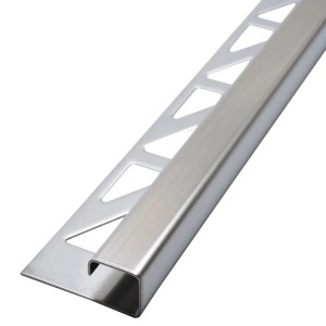 Gebürstete Edelstahl Fliesenschiene, quadratisches Eckprofil, 2,5m x 8mm, für Fliesenkanten.