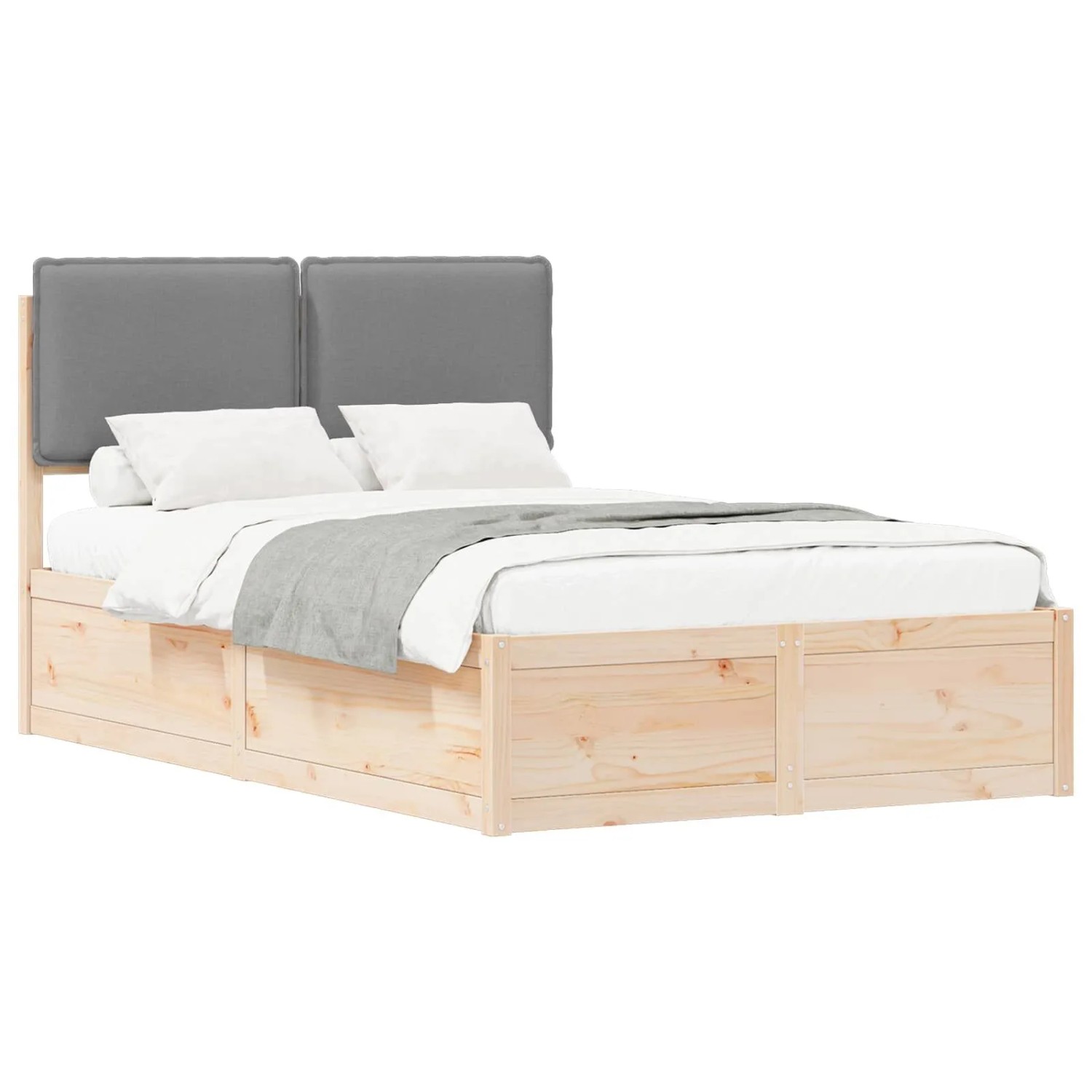 vidaXL Bettgestell mit Gepolstertem Kopfteil Hellgrau 120 x 190 cm 3405522 günstig online kaufen