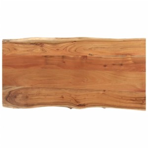Rechteckige Tischplatte aus Akazien-Massivholz mit natürlicher Baumkante und warmer Holzmaserung.